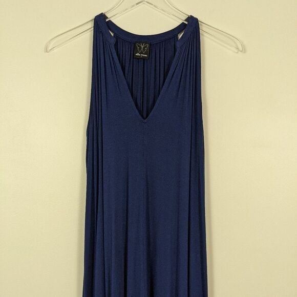 Ella Moss Halter Neck Midi Dress Navy Blue Women's Small - Picture 4 of 11